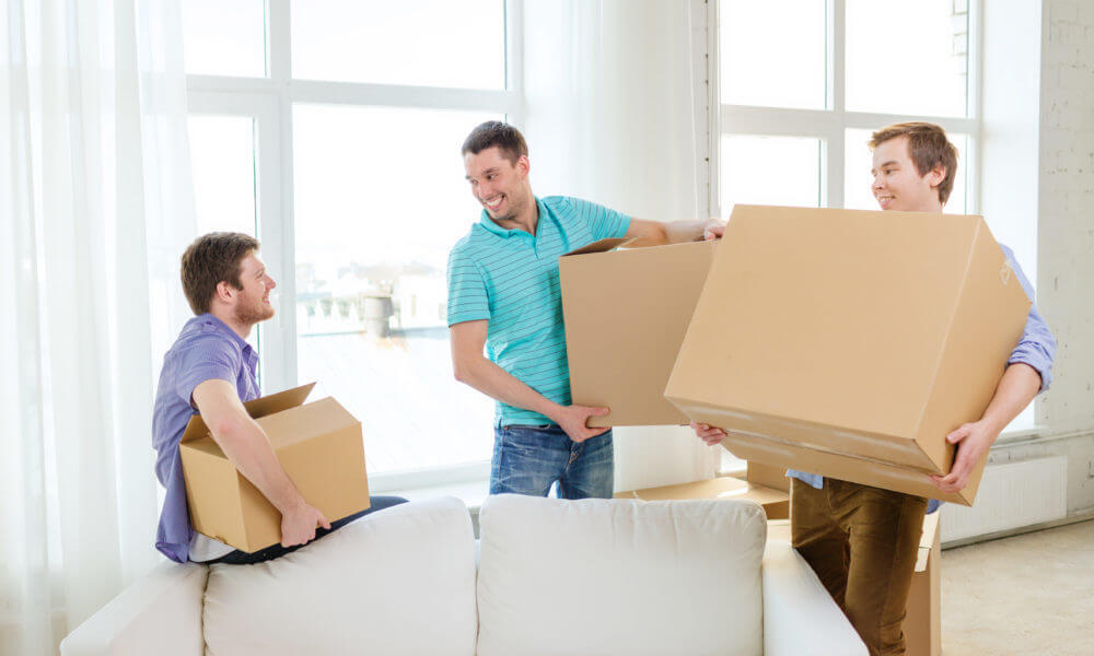 Movers moving personal belongings