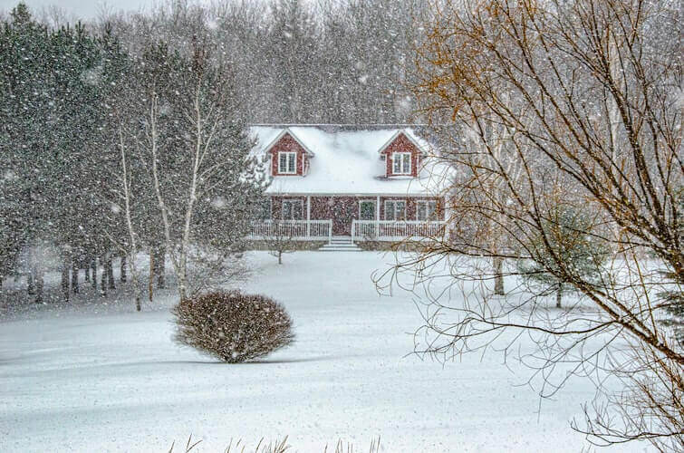 house covered in snow.