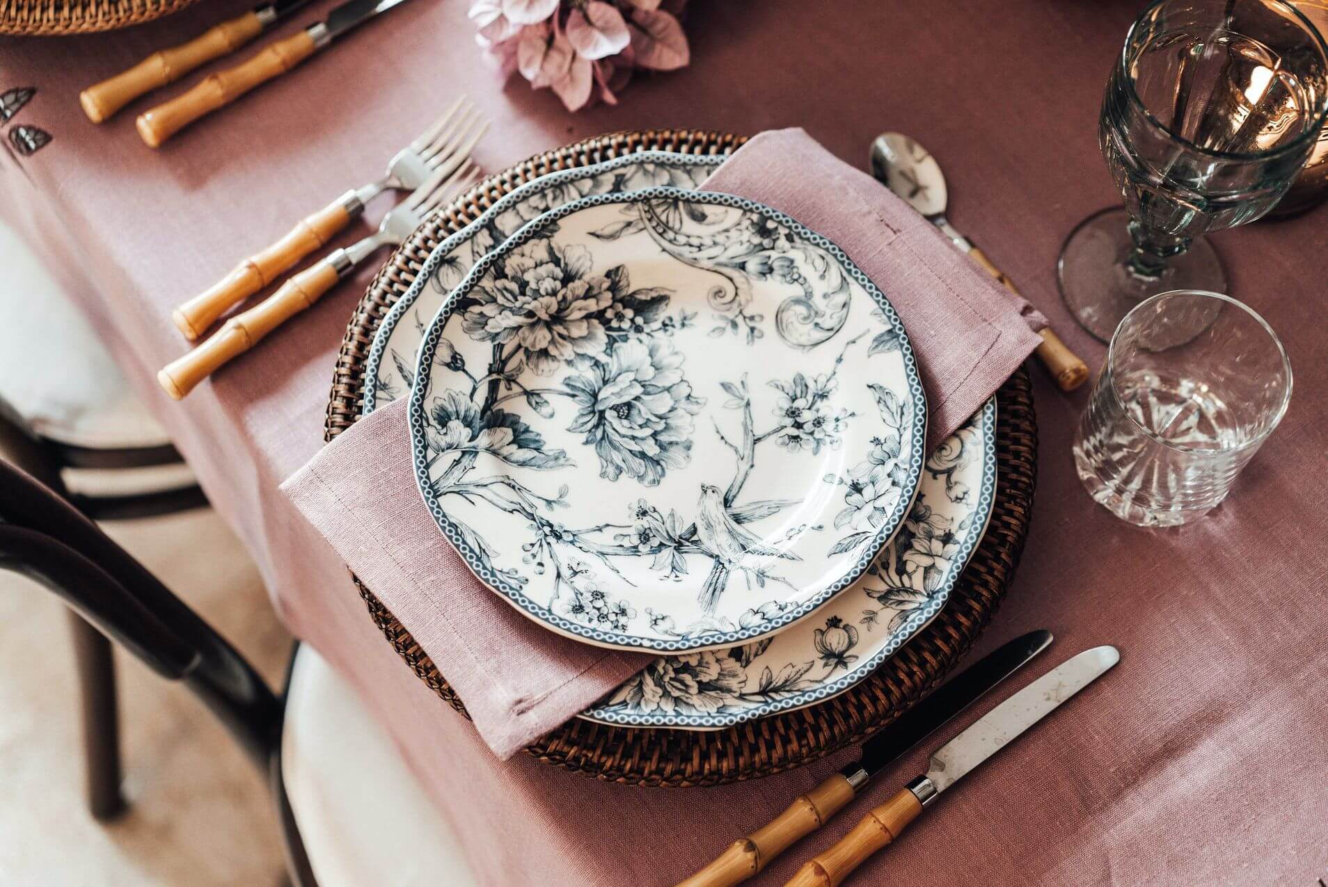 A china plate set on the table