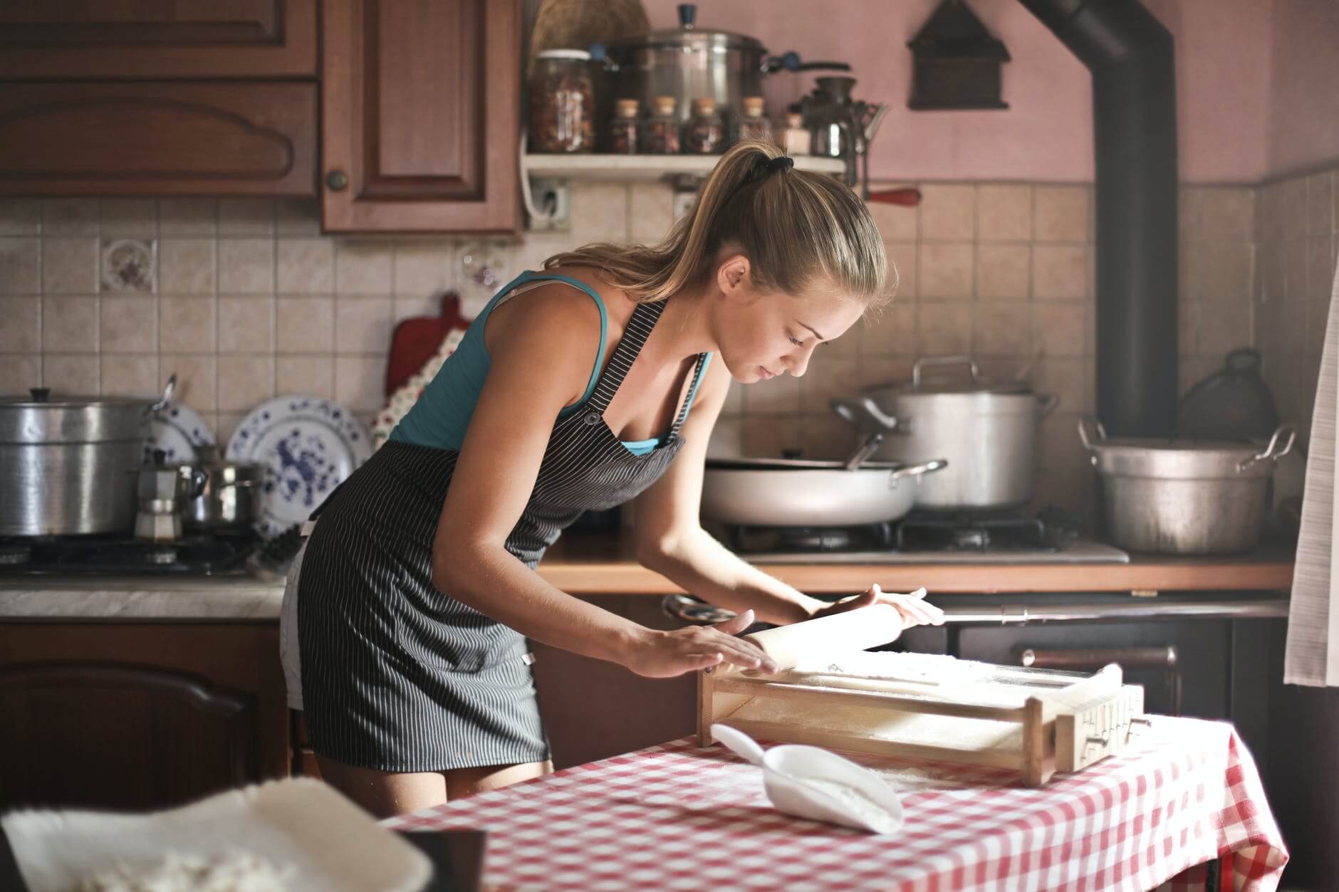 A girl baking to save money for a long-distance moving