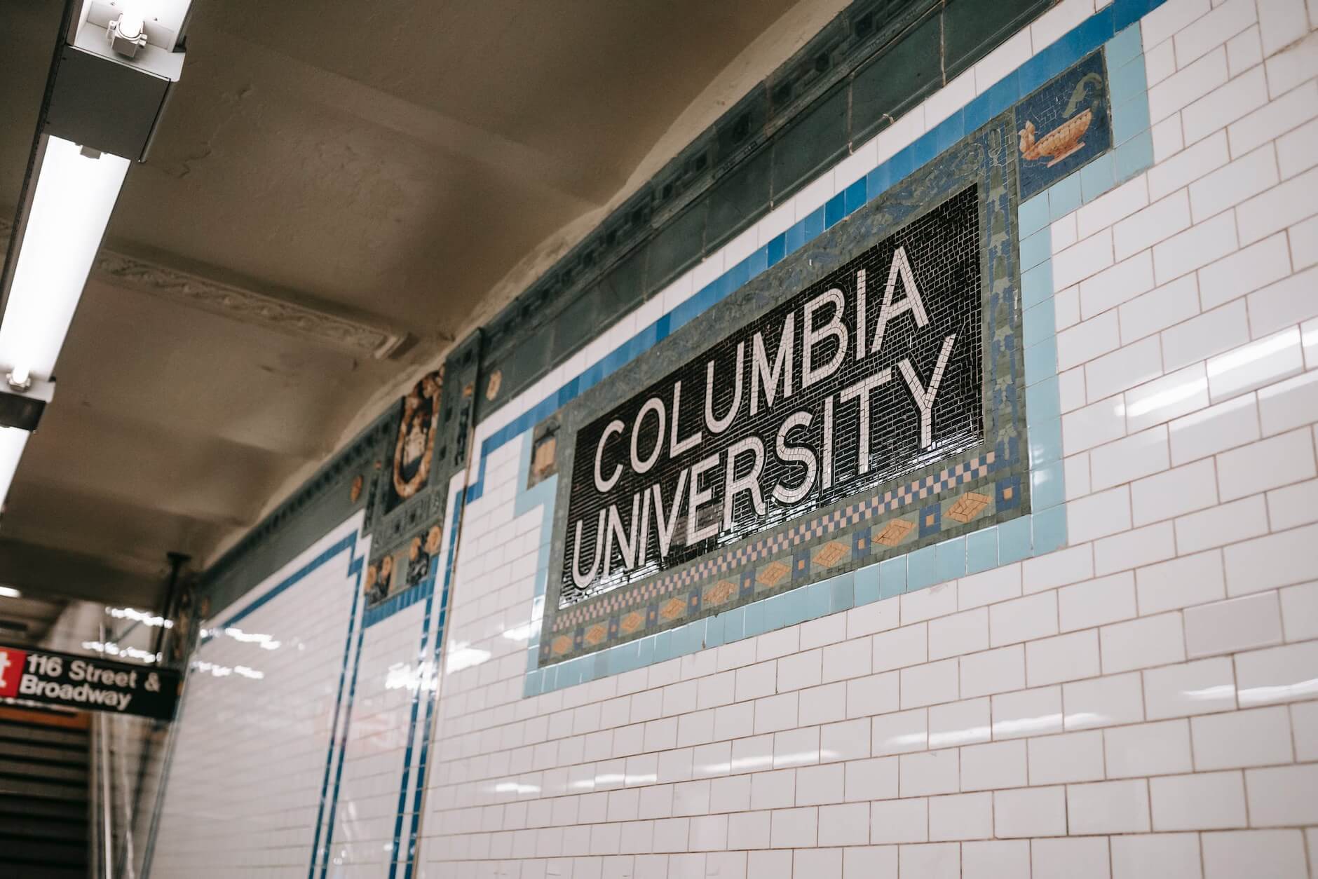 An inscription of Columbian Uni in the NYC metro